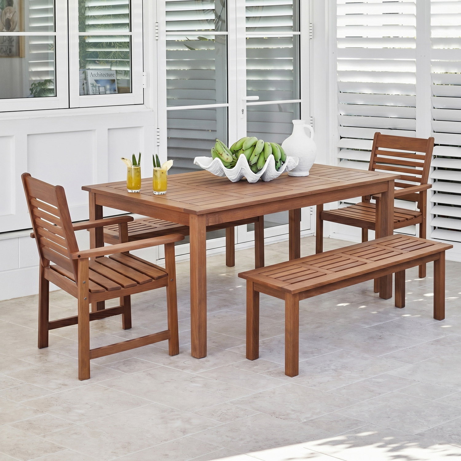 6 Seater 150cm Jasper Shorea Wood Outdoor Dining Set