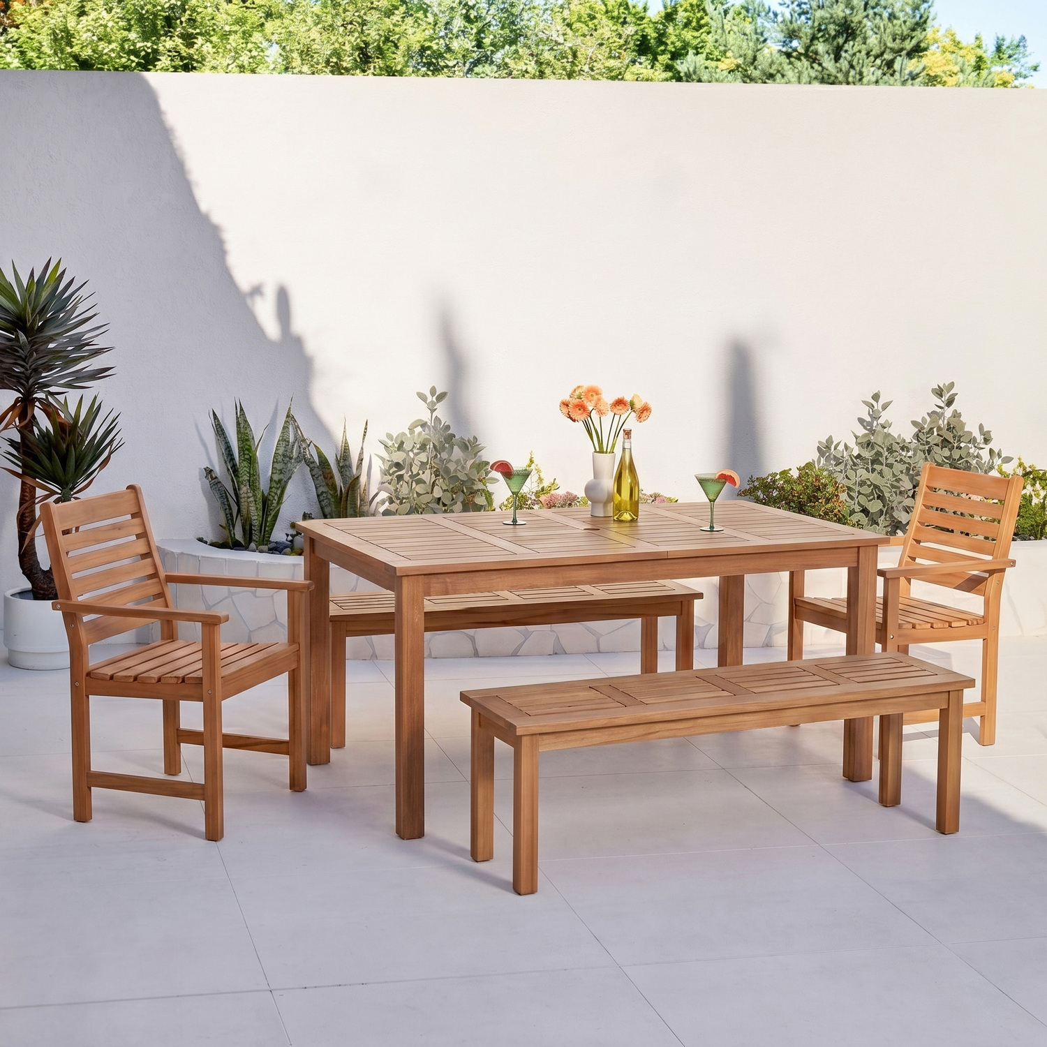8 Seater 180cm Jasper Shorea Wood Outdoor Dining Set
