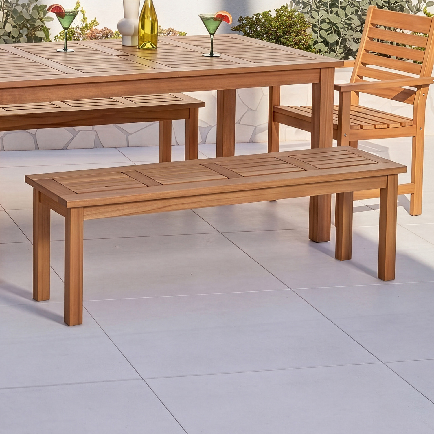 Jasper Shorea Wood Outdoor Dining Bench