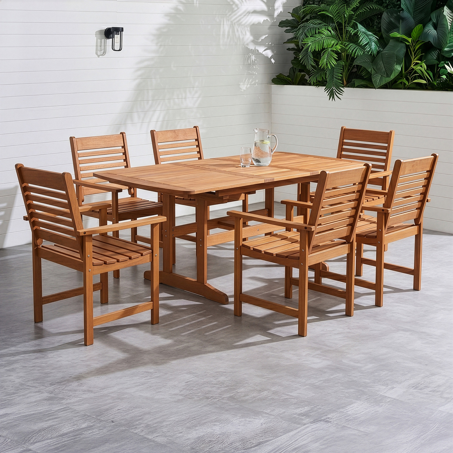 6 Seater Jasper Shorea Wood Outdoor Dining Set