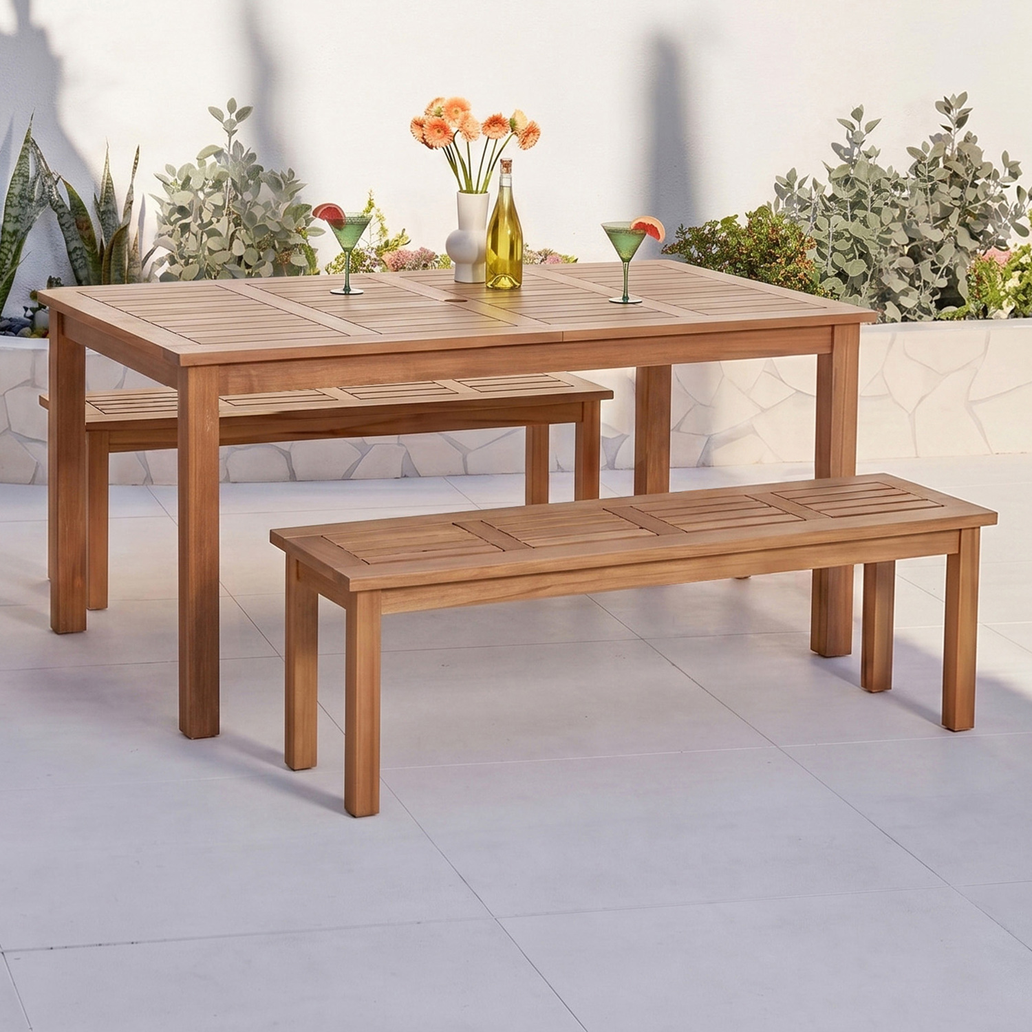 6 Seater 180cm Jasper Shorea Wood Outdoor Dining Set