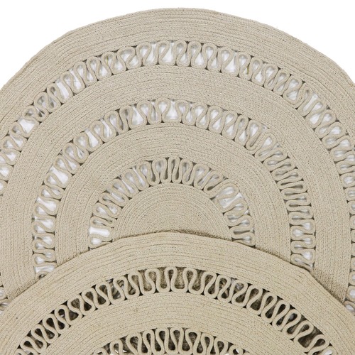 Taupe Dotti Round Cotton Rug