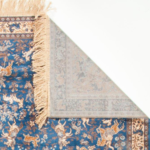 Navy Chiraz Traditional Viscose Rug Temple & ster