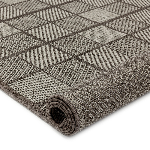 Grey Chequered Verandah Outdoor Rug