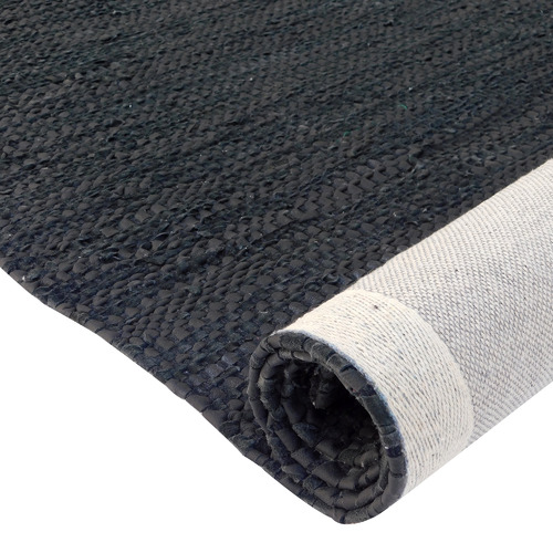 Black Angus Leather & Cotton Rug
