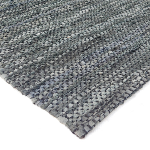 Dark Grey Angus Leather & Cotton Rug