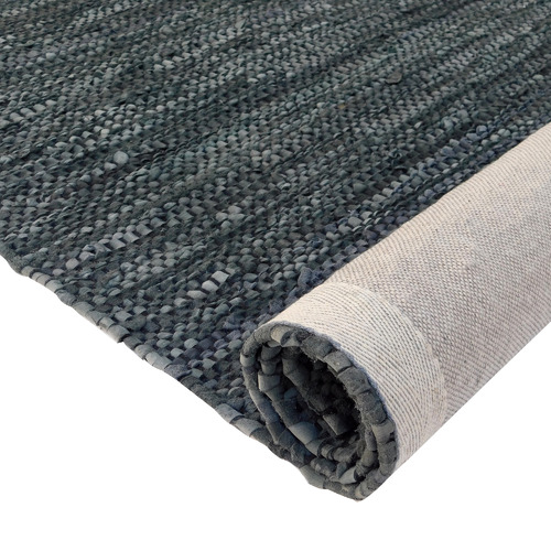 Dark Grey Angus Leather & Cotton Rug