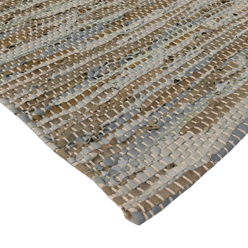 Grey Angus Leather & Cotton Rug