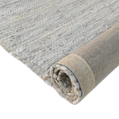 Silver Angus Leather & Cotton Rug