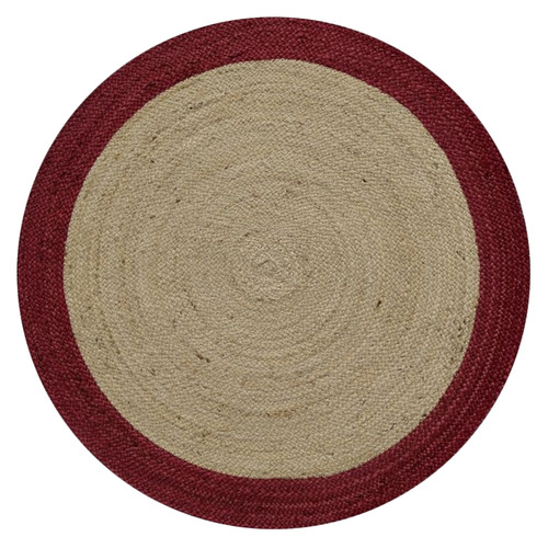 Beige & Red Dot Jute Rug