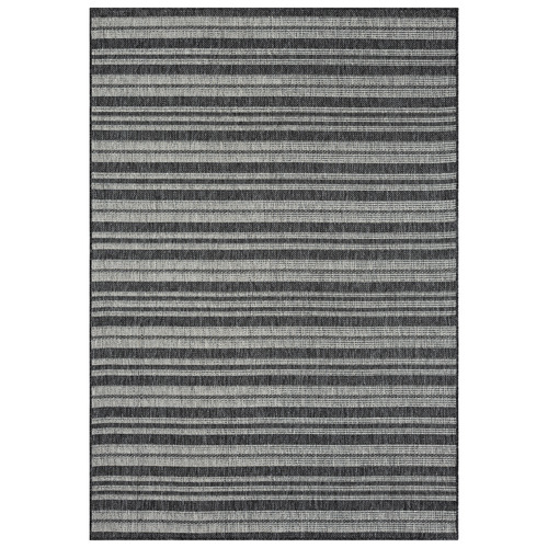 Anthracite Striped Palm Beach Power-Loomed Rug