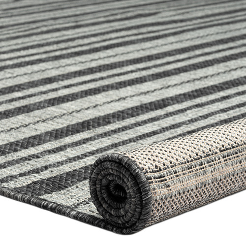 Anthracite Striped Palm Beach Power-Loomed Rug
