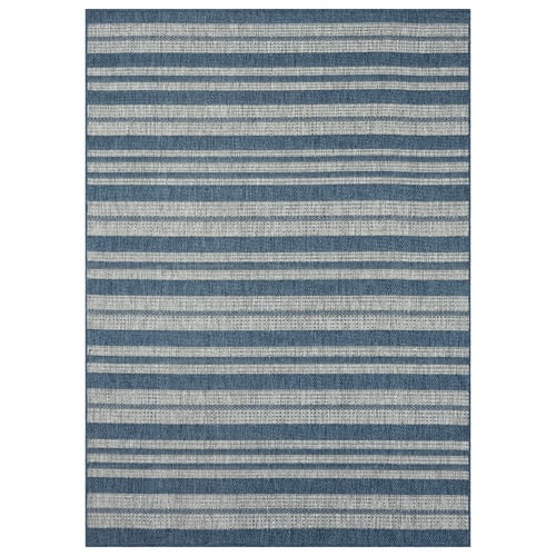 Navy Striped Palm Beach Power-Loomed Rug