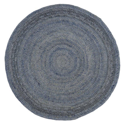 Blue Welsh Hand-Woven Round Rug | Temple & Webster