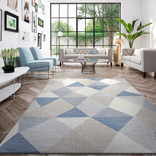 Blue Prisma Geometric Rug