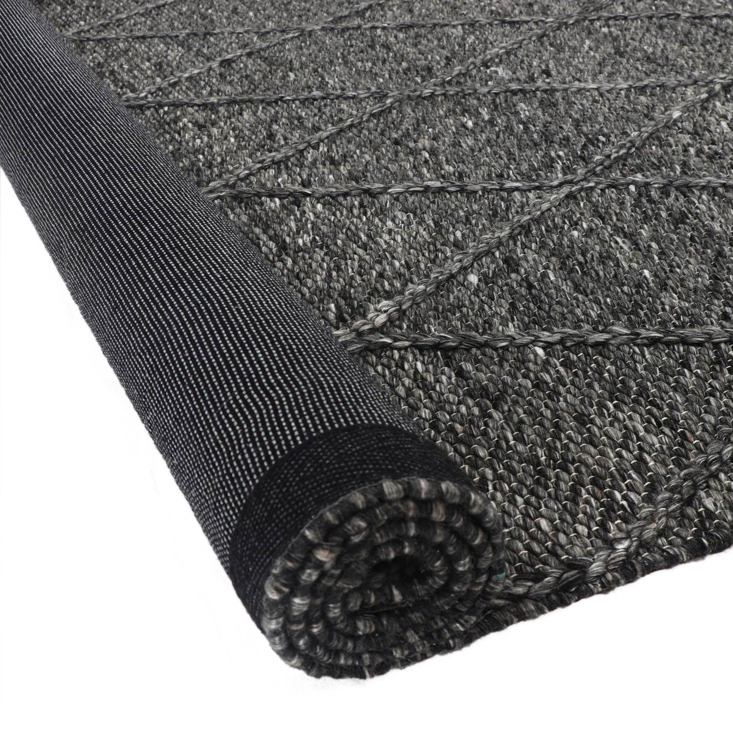 Charcoal Decker Power-Loomed Wool-Blend Rug