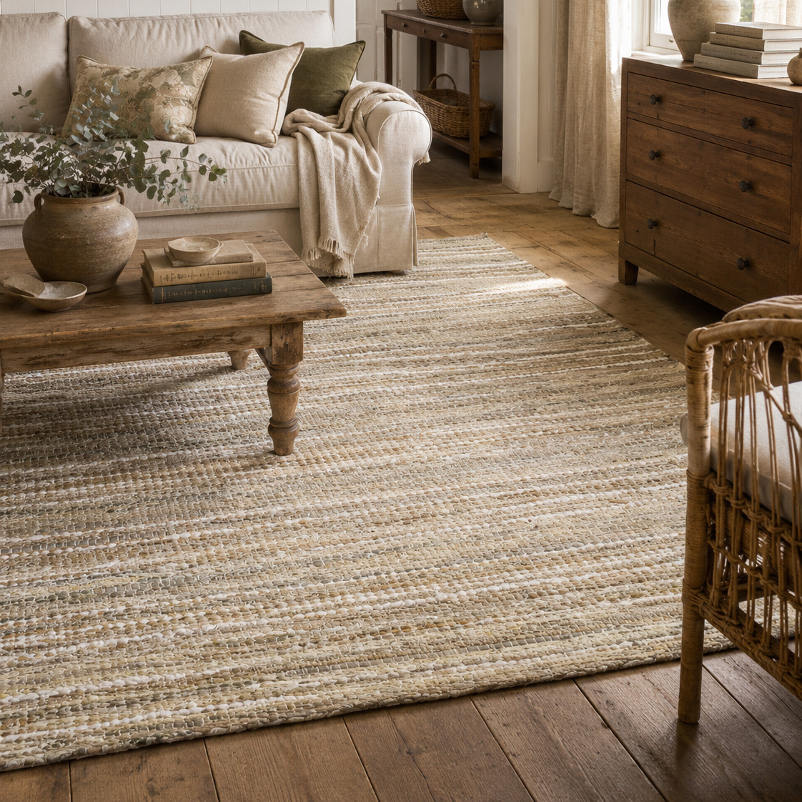 Sand Walton Hand-Loomed Cotton & Jute Rug