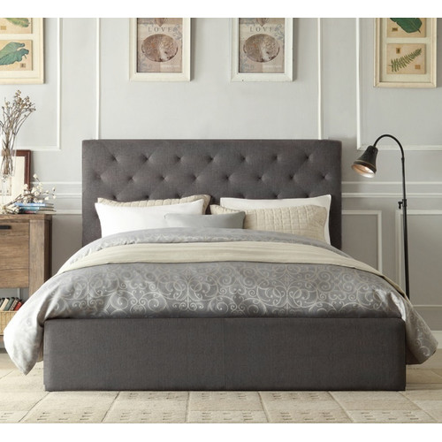 Rawson & Co Grey Oxford Gas Lift Wooden Storage Bed