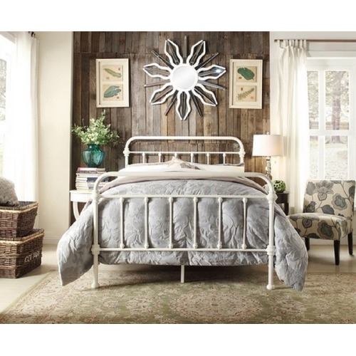 Ivory White Carter Metal Bed Frame, White Wrought Iron Bed Frames Queen Size