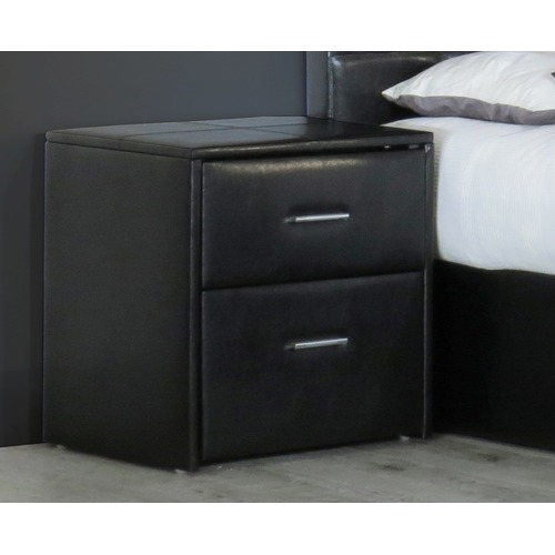 Chester Faux Leather Bedside Table, Black Leather Nightstand