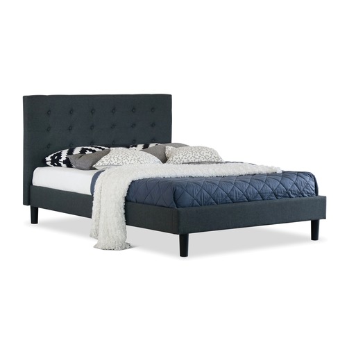 Rawson & Co Charcoal Kylie Buttoned Upholstered Bed Frame Temple