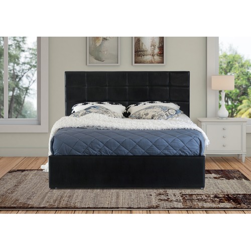 Rawson & Co Black Amalfi Buttoned Faux Leather Gas Lift Bed Frame