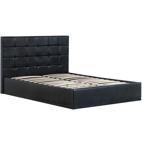 Rawson & Co Black Amalfi Buttoned Faux Leather Gas Lift Bed Frame