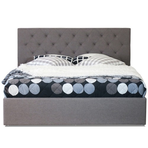 Rawson & Co Grey Oxford Gas Lift Wooden Storage Bed