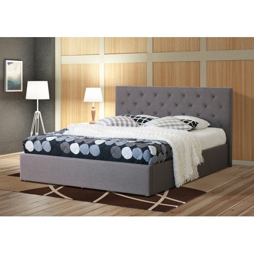 Rawson & Co Grey Oxford Gas Lift Wooden Storage Bed