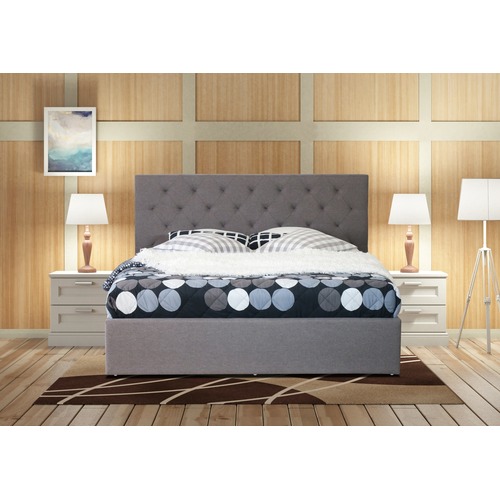 Rawson & Co Grey Oxford Gas Lift Wooden Storage Bed