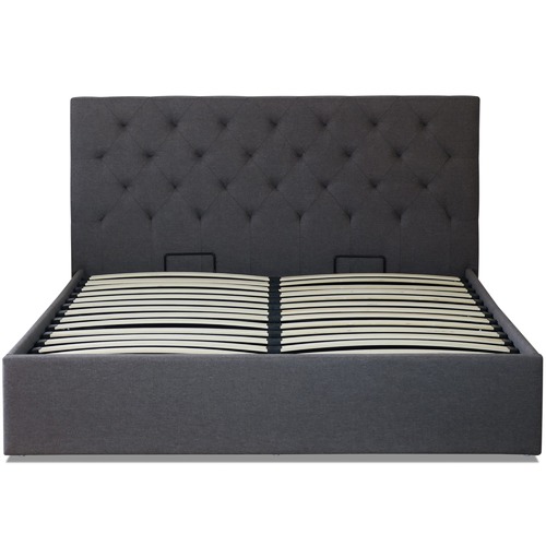 Rawson & Co Grey Oxford Gas Lift Wooden Storage Bed