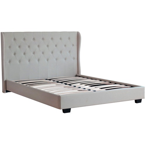 Rawson & Co Beige Harlow Winged Bed Frame | Temple & Webster