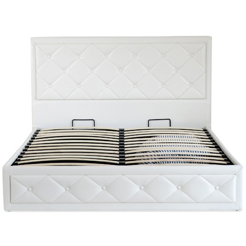 Rawson & Co White Miles Faux Leather Gas Lift Bed Frame Temple & ster