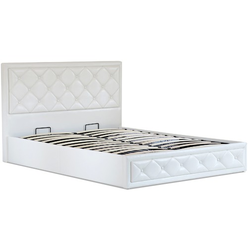Rawson & Co White Miles Faux Leather Gas Lift Bed Frame | Temple & Webster