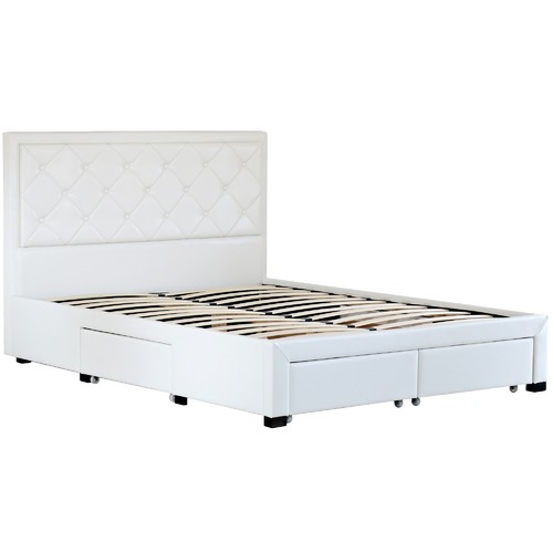 Rawson & Co White Miles Faux Leather Bed Frame with Storage | Temple ...