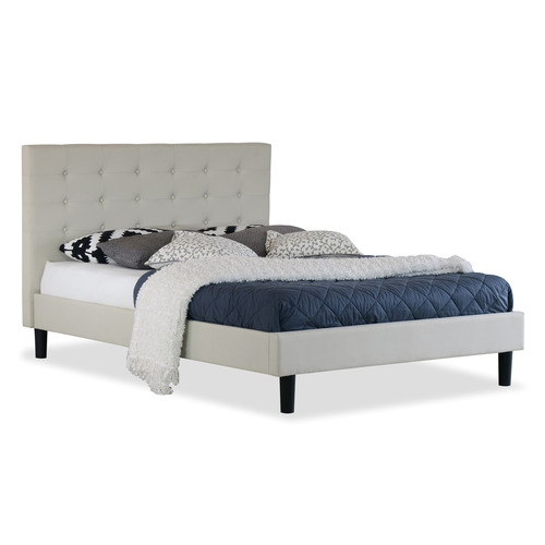 Rawson & Co Beige Kylie Buttoned Upholstered Bed Frame | Temple & Webster