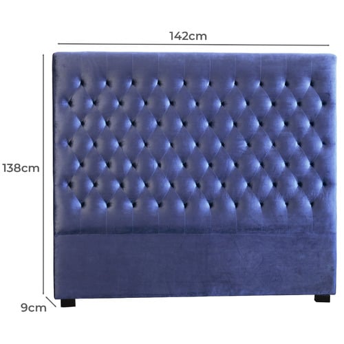 Blue Modern Classic Mansory Velvet Bedhead