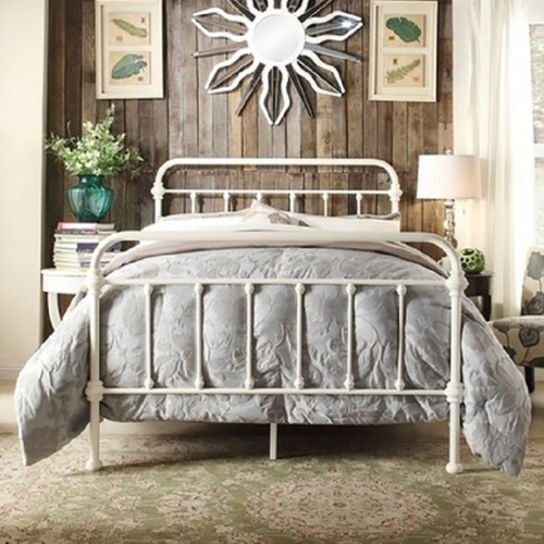 Ivory White Carter Metal Bed Frame, Metal Bed Frame With Birds Head