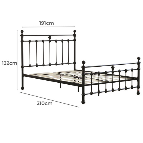 Rawson & Co Black Modern Classic Valarie Steel Bed Frame Temple & Webster