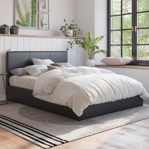 Como-PU-Leather-Gas-Lift-Storage-Bed-Frame