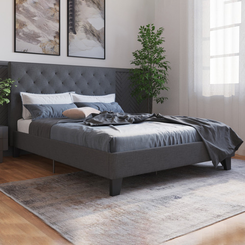 Rawson & Co Oxford Charcoal Bed Frame | Temple & Webster