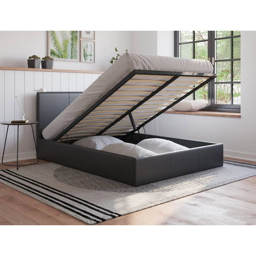 Como-PU-Leather-Gas-Lift-Storage-Bed-Frame