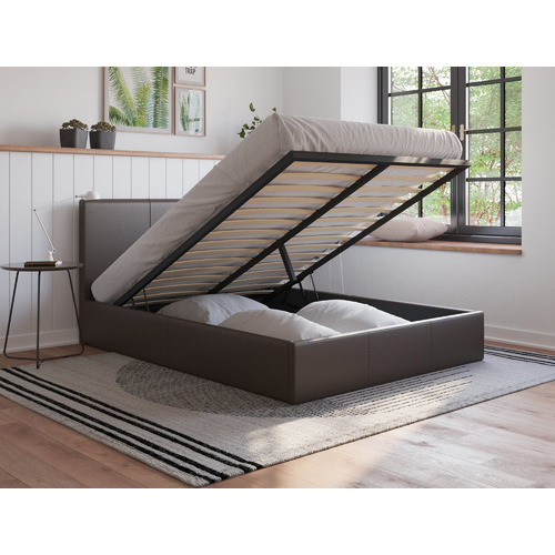 Como-PU-Leather-Gas-Lift-Storage-Bed-Frame
