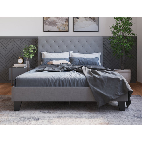 Grey-Oxford-Bed-Frame