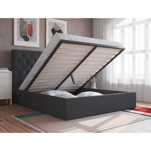 Charcoal-Oxford-Gas-Lift-Storage-Bed-Frame