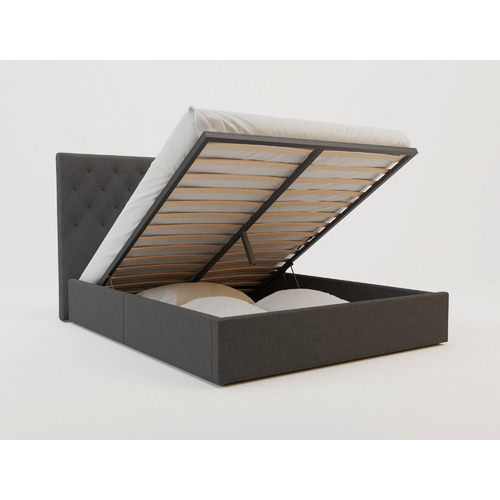 Charcoal-Oxford-Gas-Lift-Storage-Bed-Frame