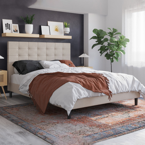 Beige-Kylie-Buttoned-Upholstered-Bed-Frame-BEIGE
