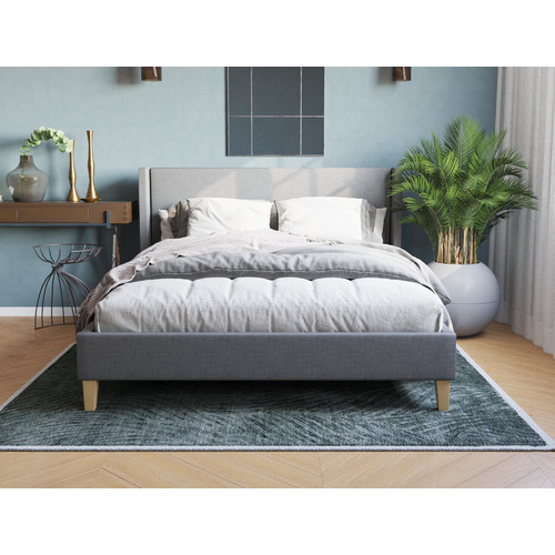 Rawson & Co Grey Kalmar Upholstered Bed Frame | Temple & Webster