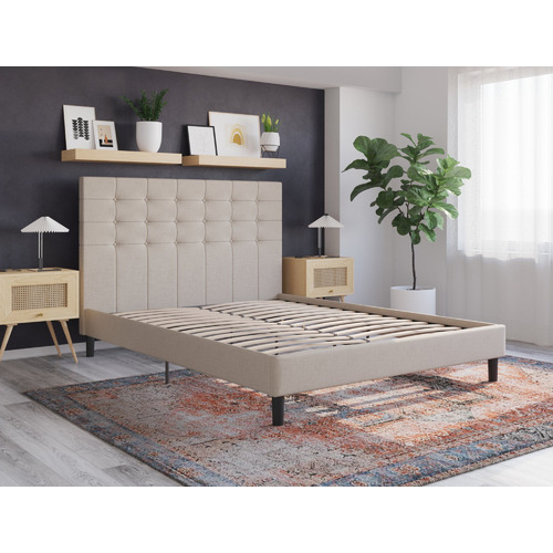 Beige-Kylie-Buttoned-Upholstered-Bed-Frame-BEIGE