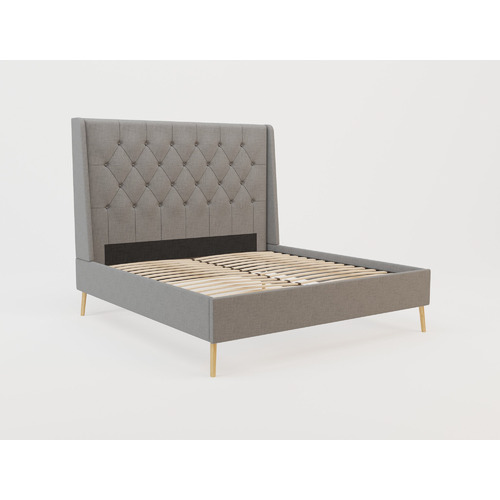 Rawson & Co Grey Lisbon Upholstered Bed Frame | Temple & Webster